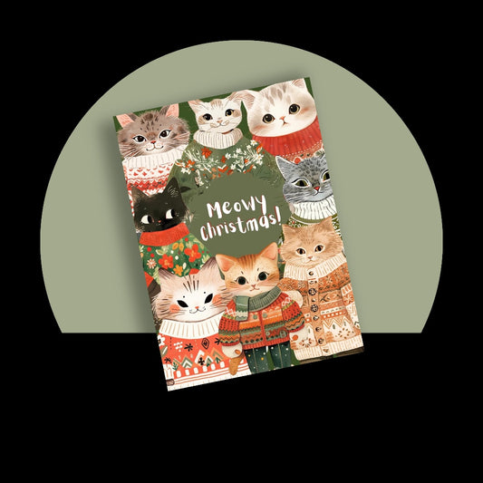 Meowy Christmas Digital Printable Card